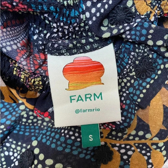 FARM Rio Delicate Forest Smocked Mini Dress Small Floral Embroidered Boho Chic - Picture 16 of 16